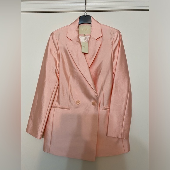 MAJE Vasila Double-breasted Satin Blazer in Pink Size 36 - Picture 5 of 16